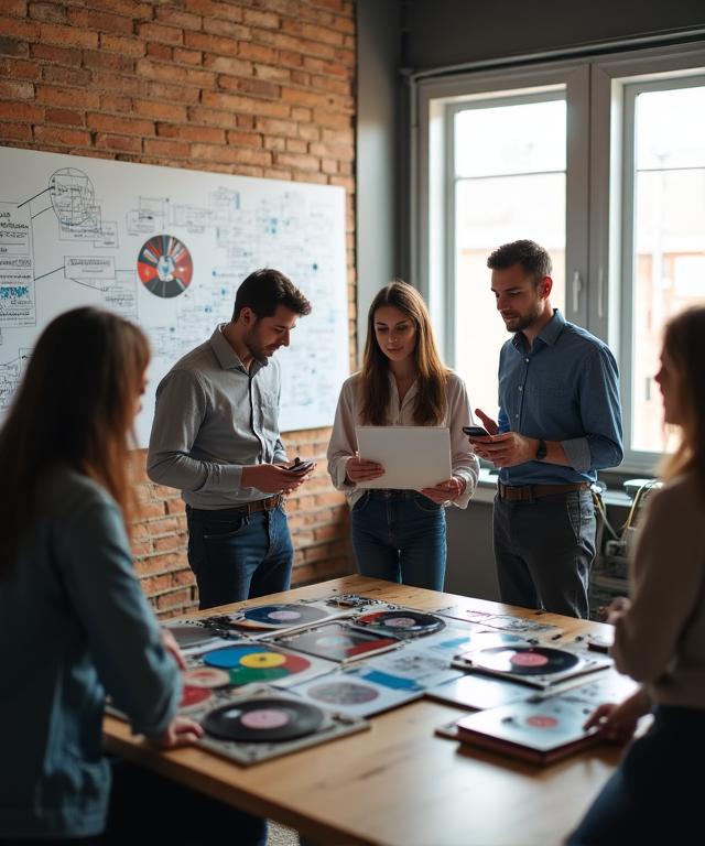 Reunión de estrategia en discográfica
